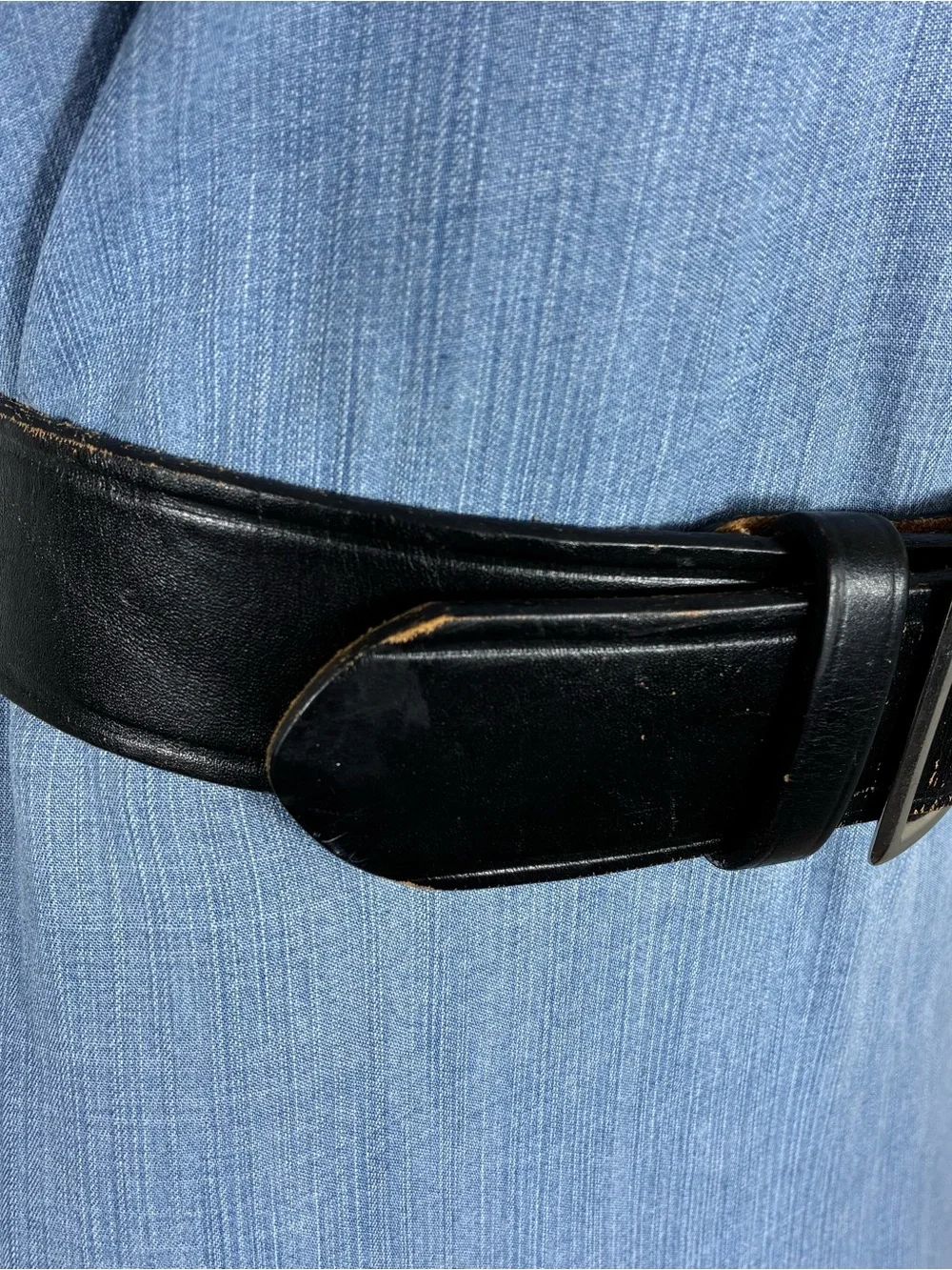 Vntg DeSantis leather belt heavy duty Sz 38 black
